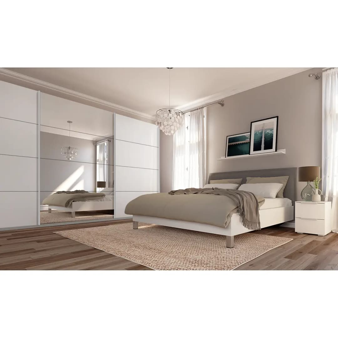 Schwebetürenschrank gloss reflect | Weiß