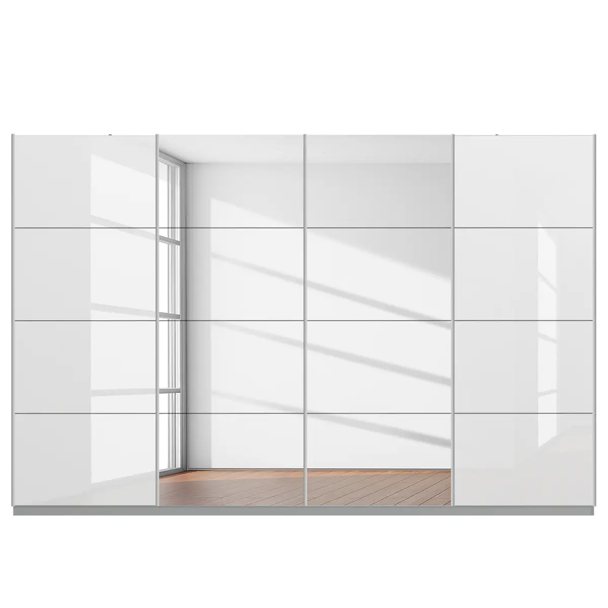 Schwebetürenschrank gloss reflect | Weiß