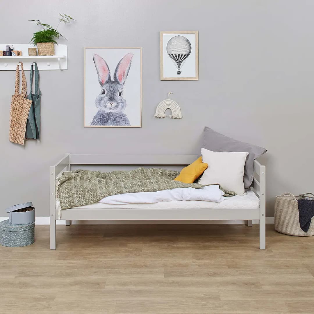 Einzelbett 70 x 160cm Grau/Hellgrau ohne Matratze | Grau