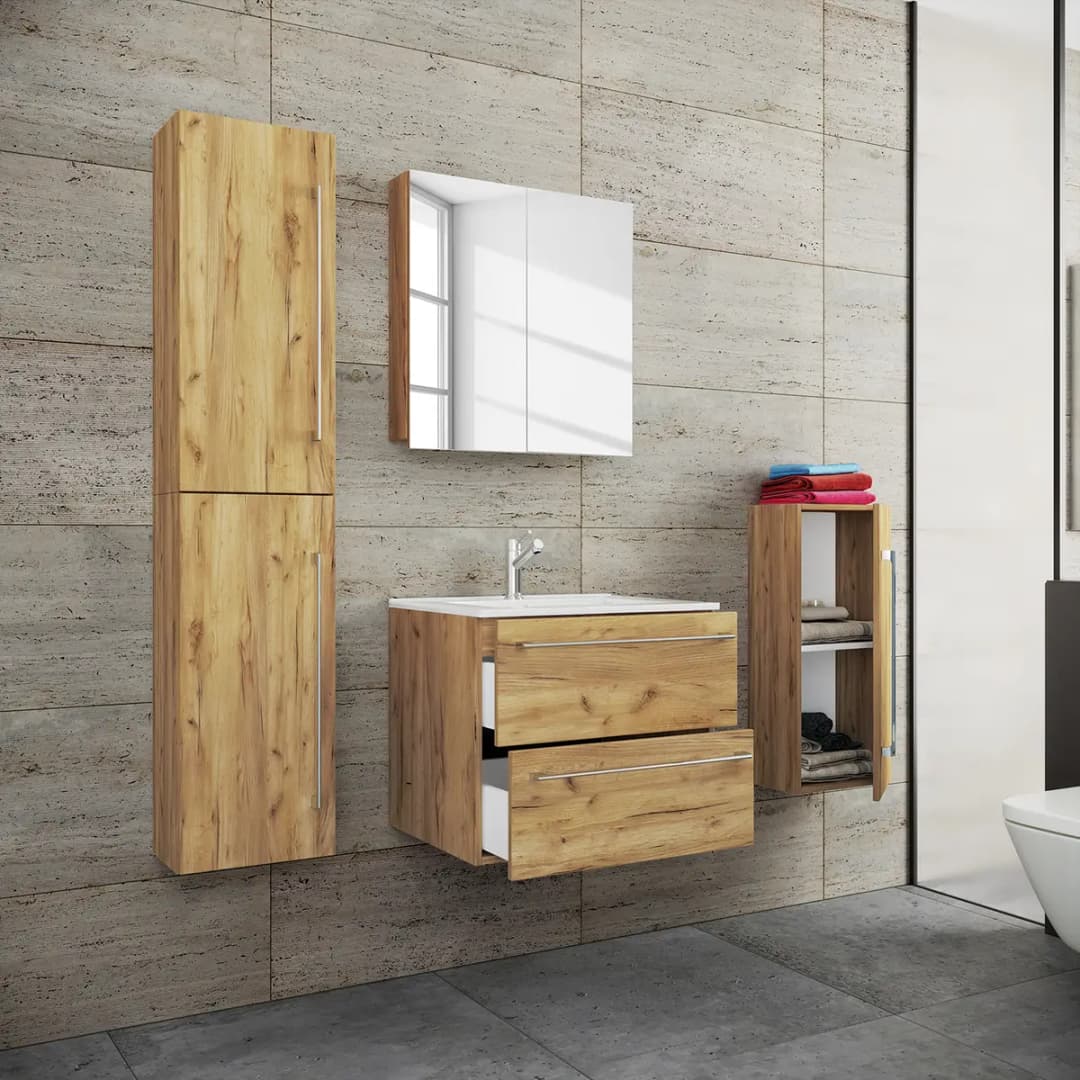 Badezimmerset Muniz VIII 4-teilig | Braun