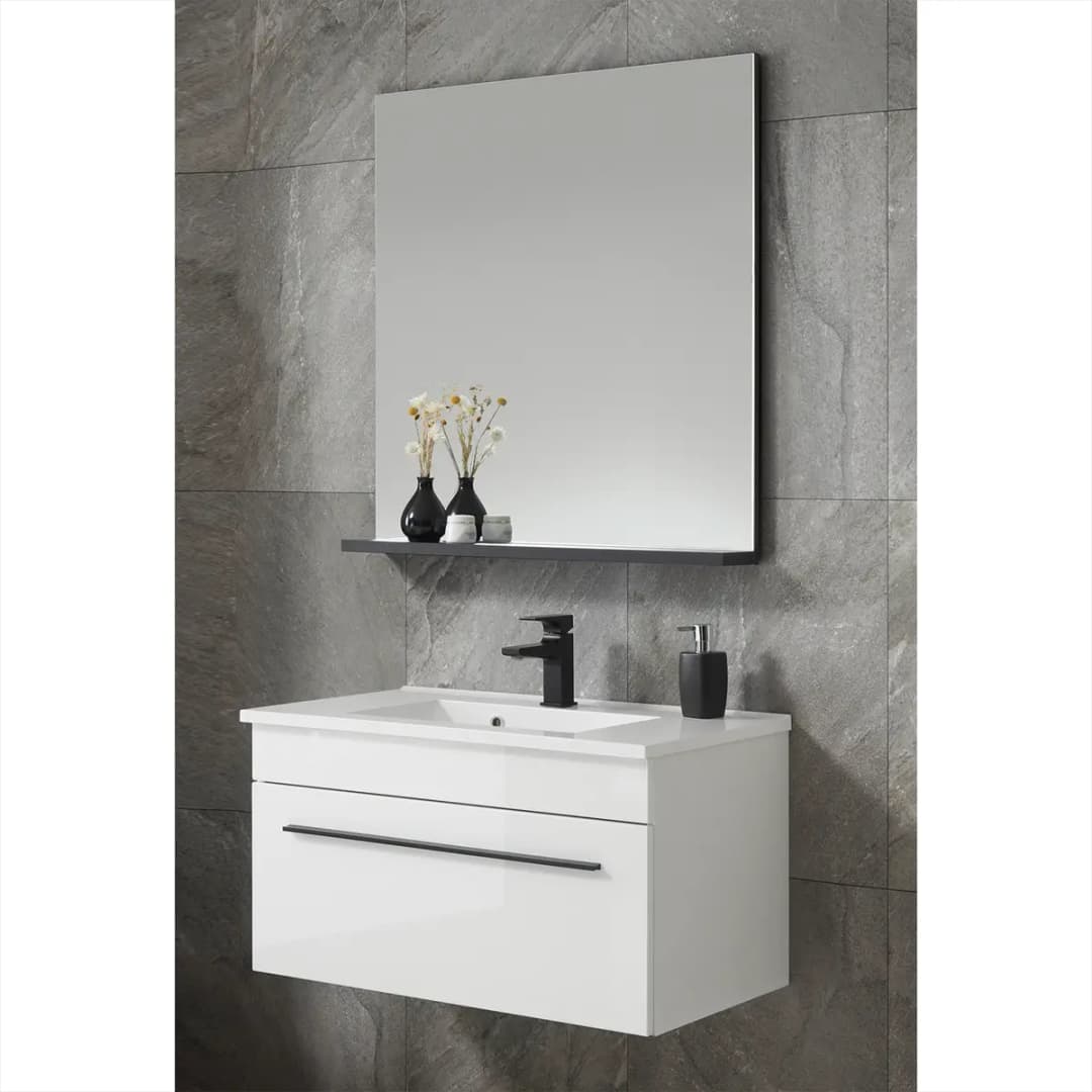 Badezimmerset V 2-teilig 80cm Weiß | Weiß
