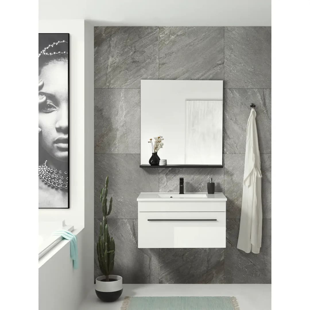 Badezimmerset V 2-teilig 80cm Weiß | Weiß