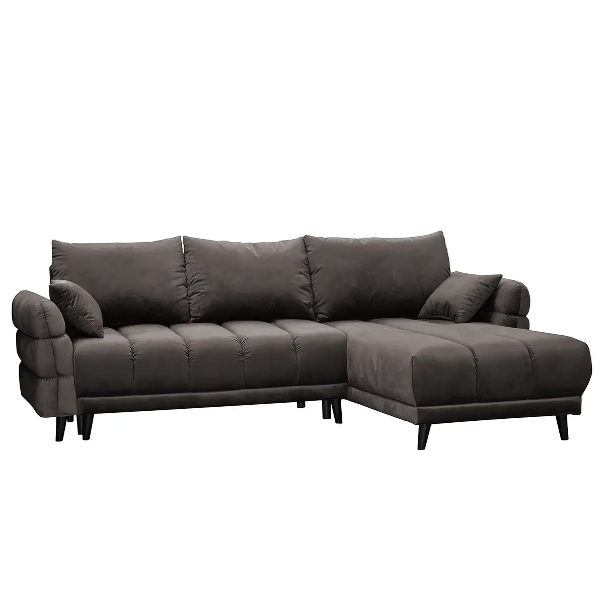 Ecksofa Logan Grau Samt Ravi | Grau