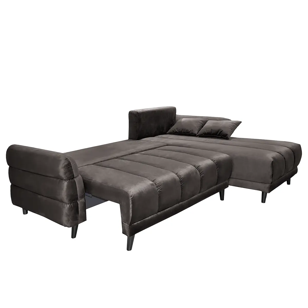 Ecksofa Logan Grau Samt Ravi | Grau