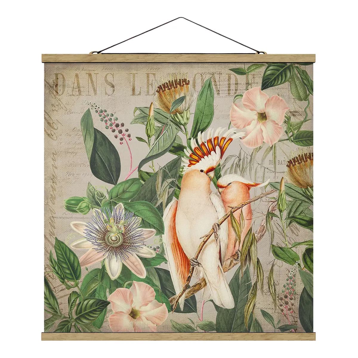 Stoffbild Colonial Style Collage Webstoff Pink 100 x 100cm