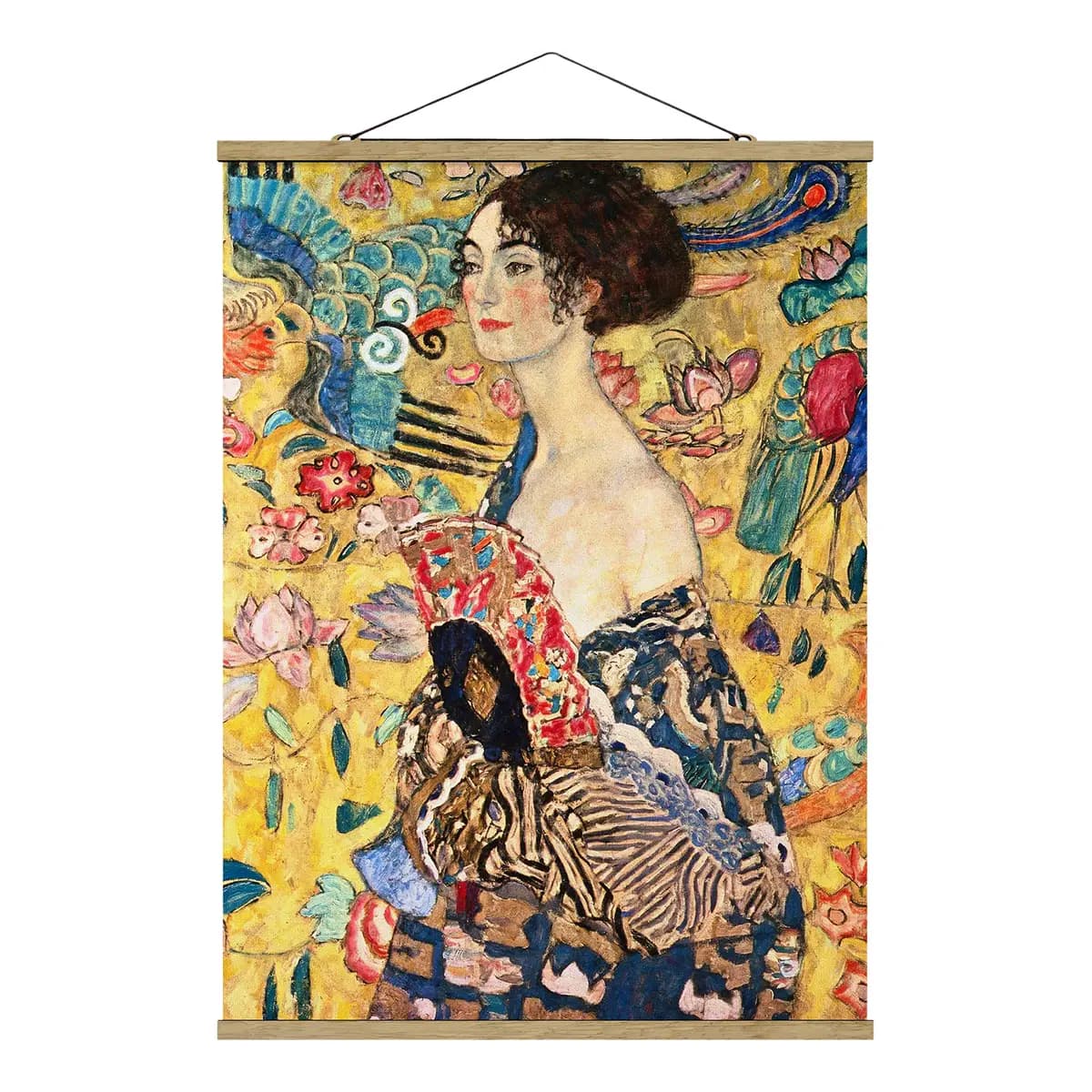 Stoffbild Dame mit Fächer | Mehrfarbig