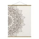 Stoffbild Mandala Illustration Shabby Webstoff Grau | Grau