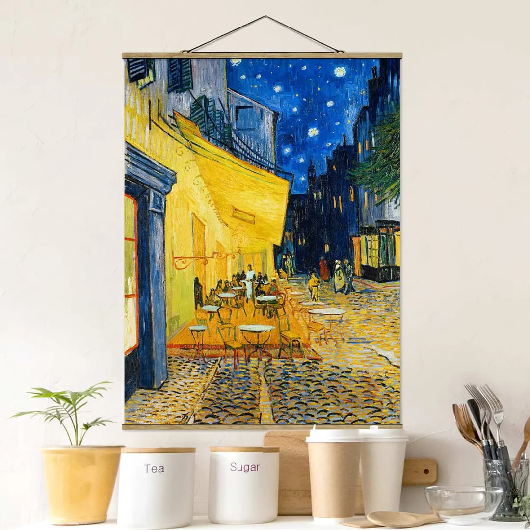 Stoffbild Terrasse in Arles | Mehrfarbig