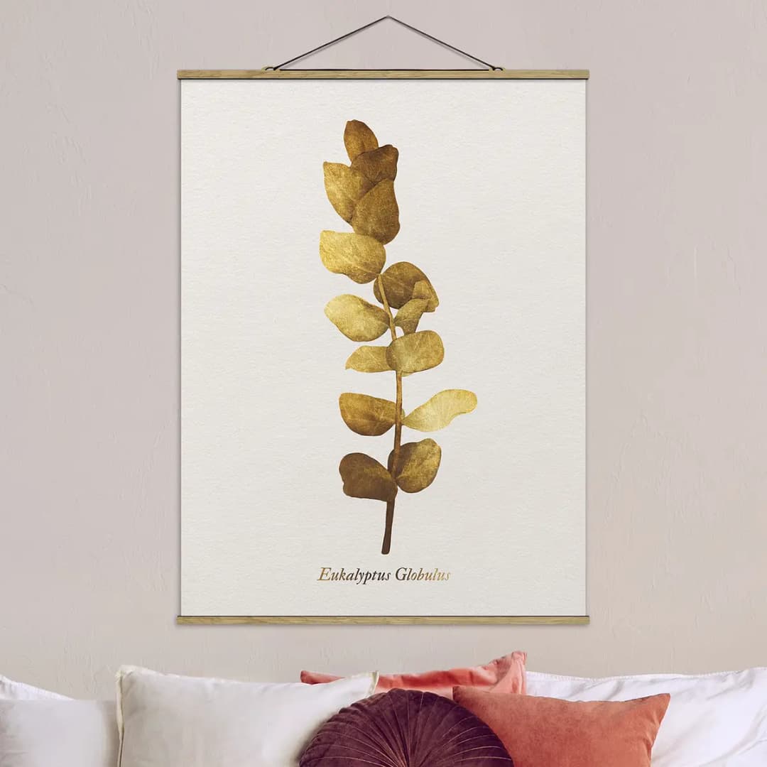Stoffbild Gold Eukalyptus | Mehrfarbig