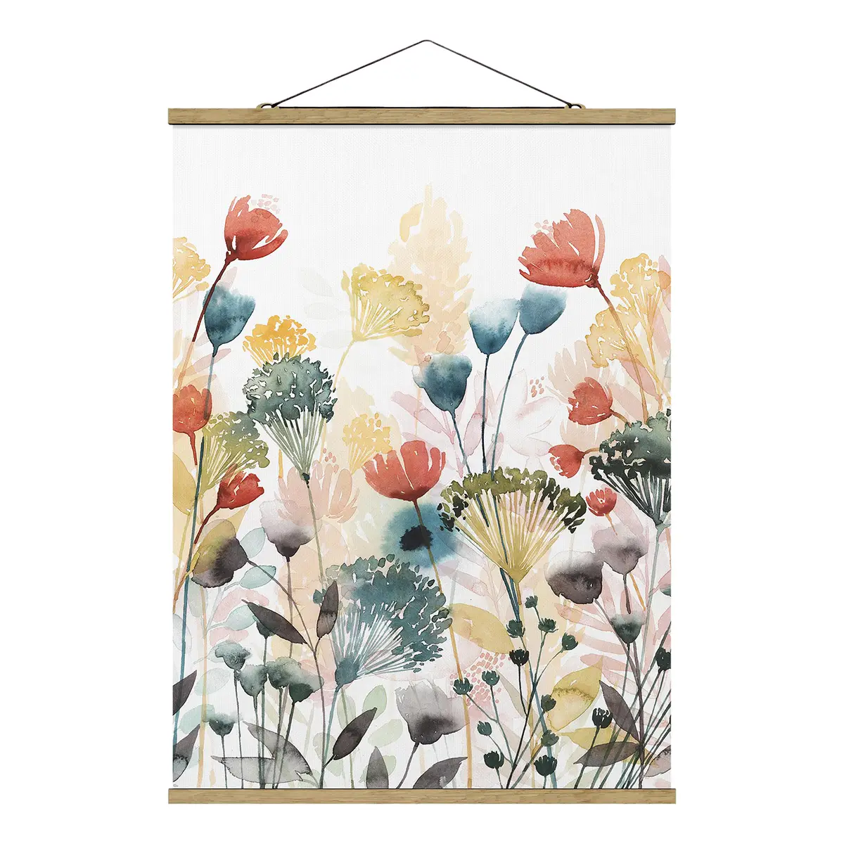 Stoffbild Wildblumen im Sommer II | Mehrfarbig