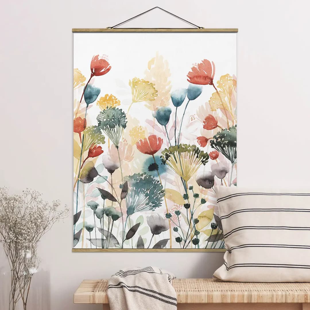 Stoffbild Wildblumen im Sommer II | Mehrfarbig
