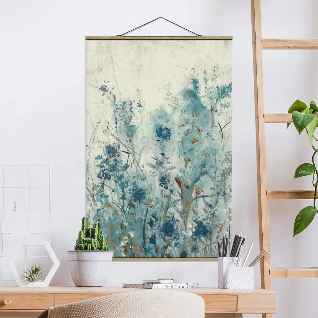 Stoffbild Blaue Frühlingswiese II | Blau