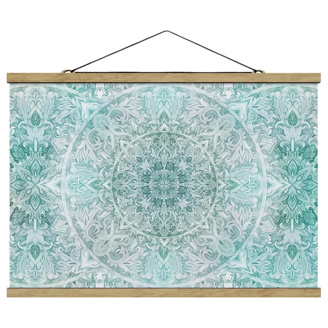 Stoffbild Mandala Aquarell Ornament Webstoff | Türkis