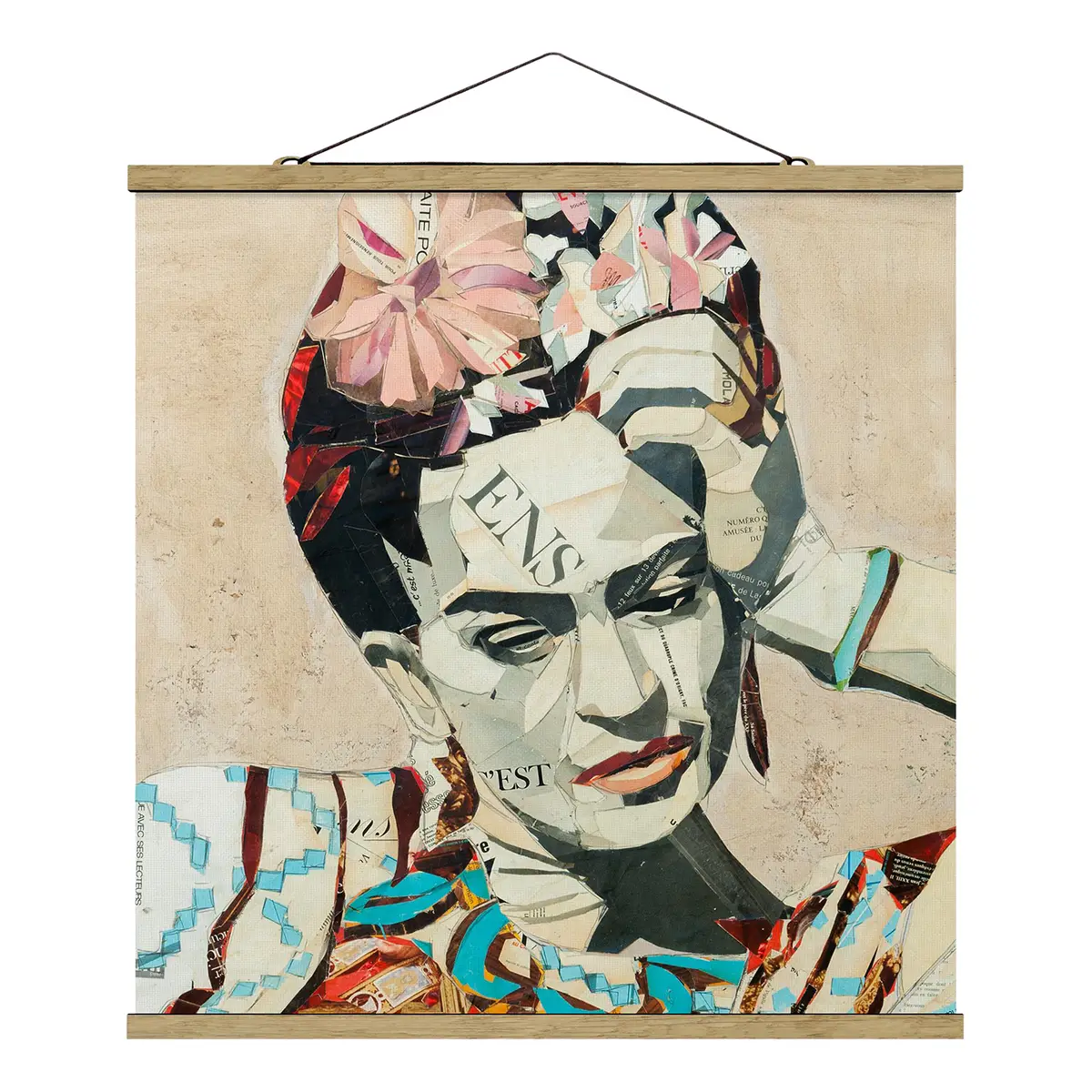 Stoffbild Frida Kahlo Collage No.1 | Mehrfarbig
