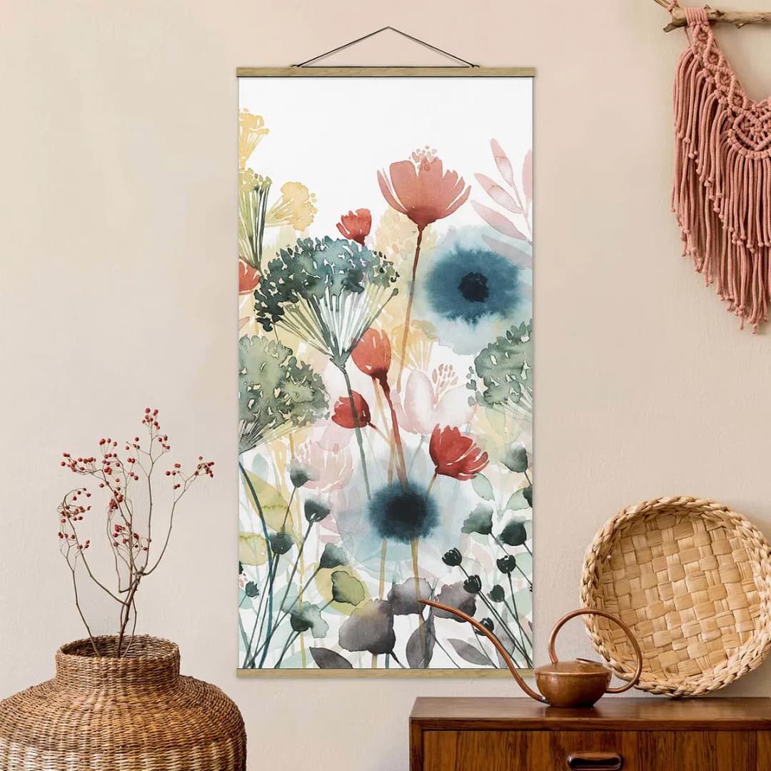 Stoffbild Wildblumen im Sommer | Mehrfarbig