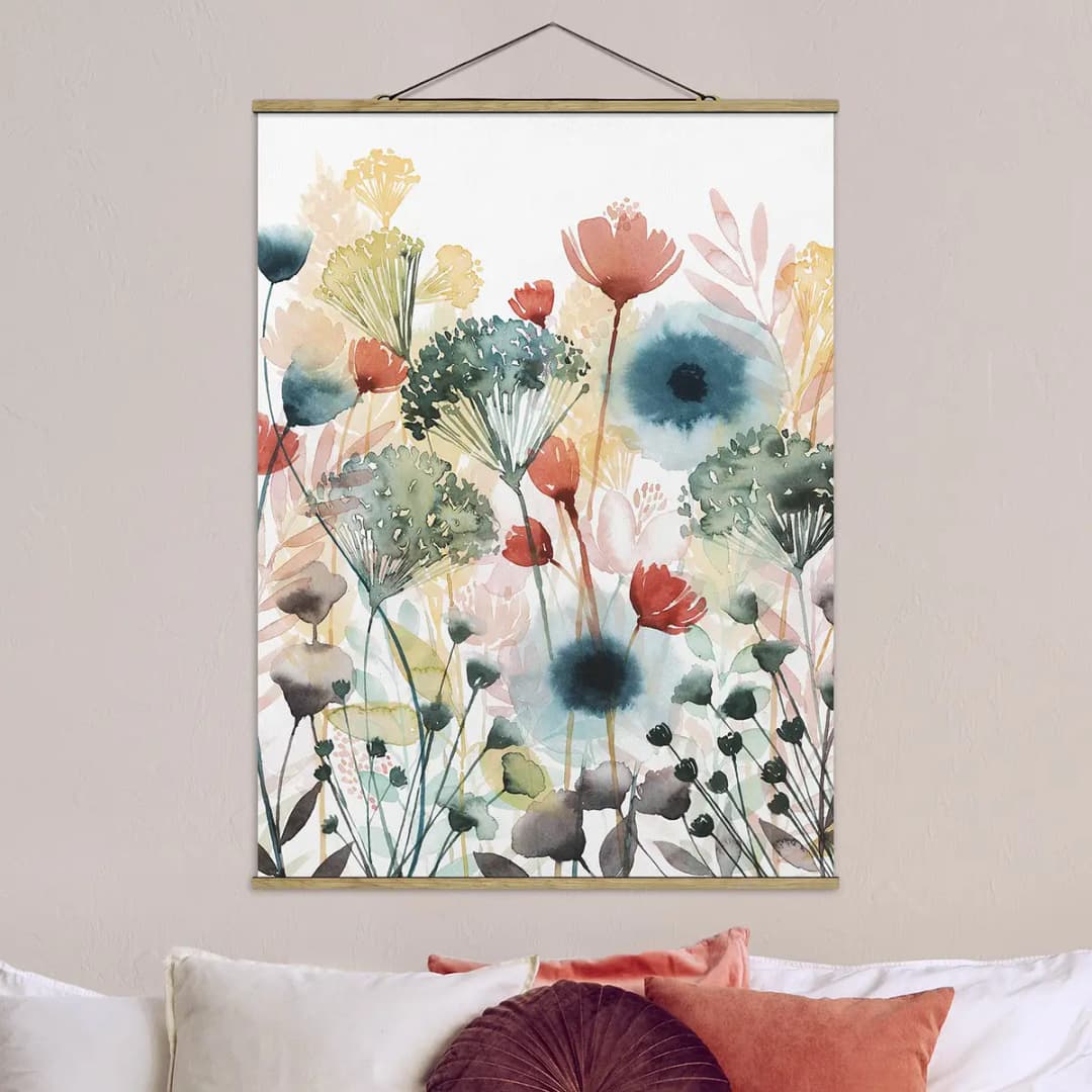 Stoffbild Wildblumen im Sommer | Mehrfarbig