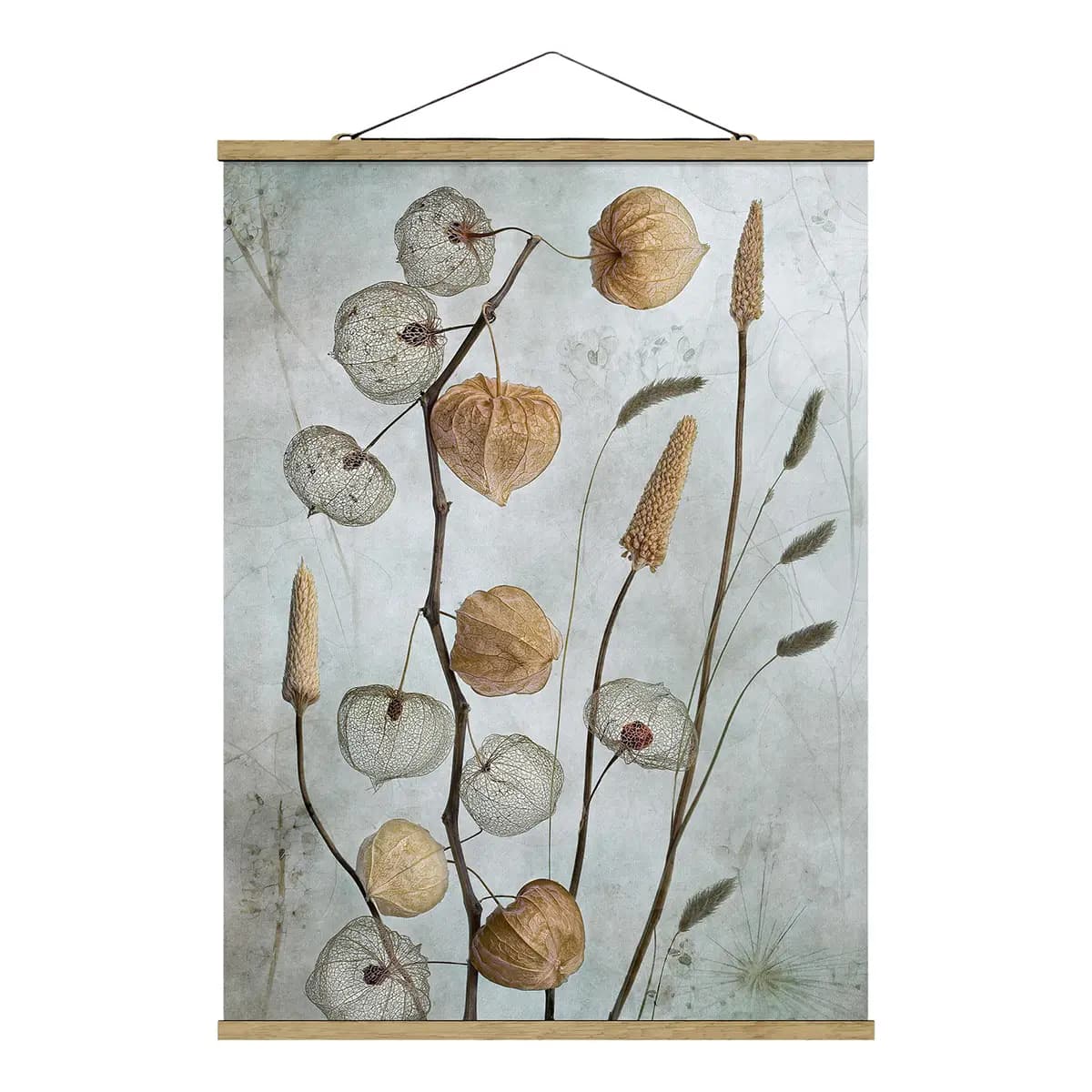 Stoffbild Lampionfrüchte im Herbst | Beige