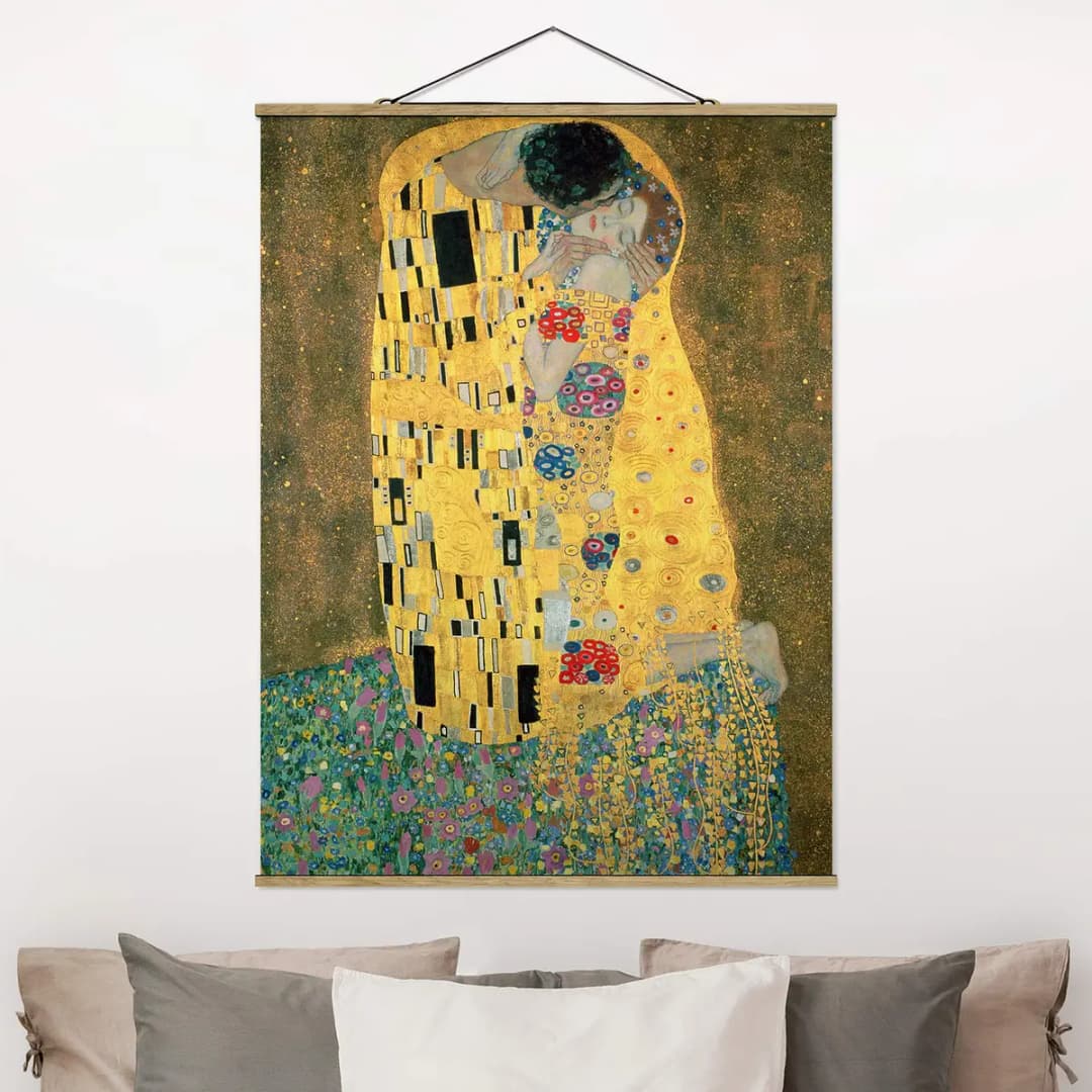 Stoffbild Gustav Klimt Der Kuß | Gold