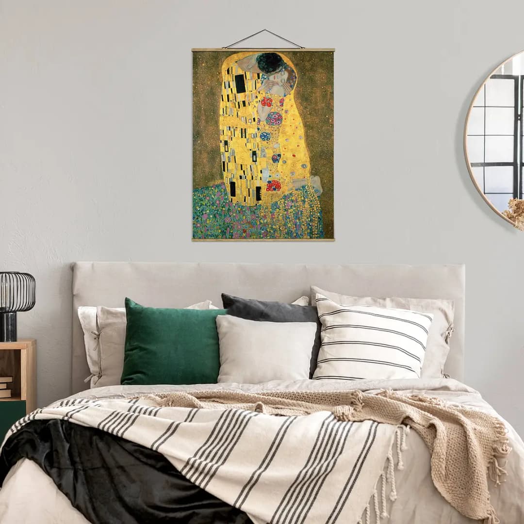 Stoffbild Gustav Klimt Der Kuß | Gold