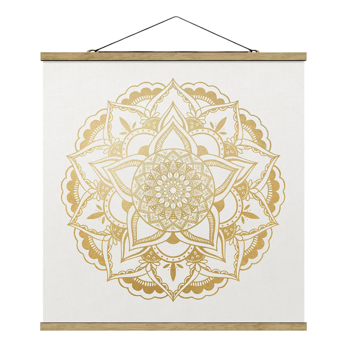 Stoffbild Mandala Blume Webstoff Gold 35 x 35cm | Gold