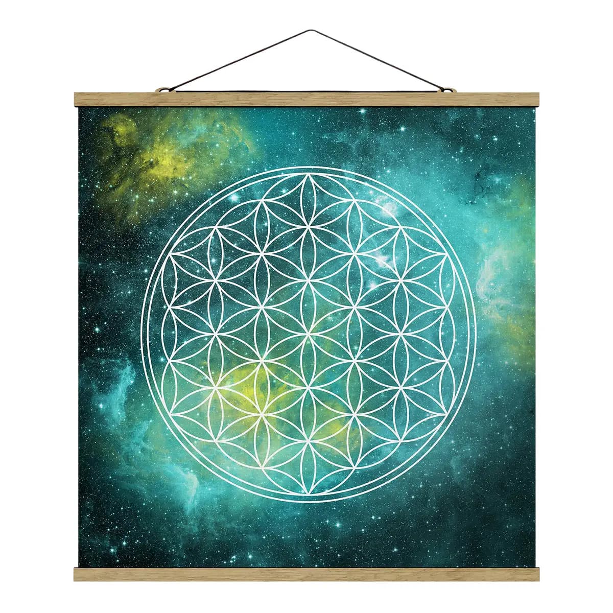 Stoffbild Blume des Lebens | Blau