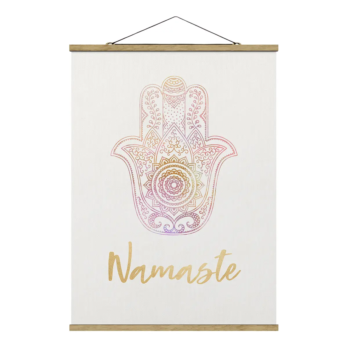 Stoffbild Hamsa Hand Namaste Webstoff Gold | Gold