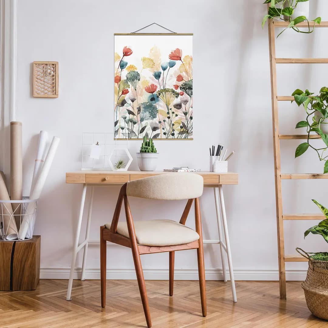 Stoffbild Wildblumen im Sommer II | Mehrfarbig