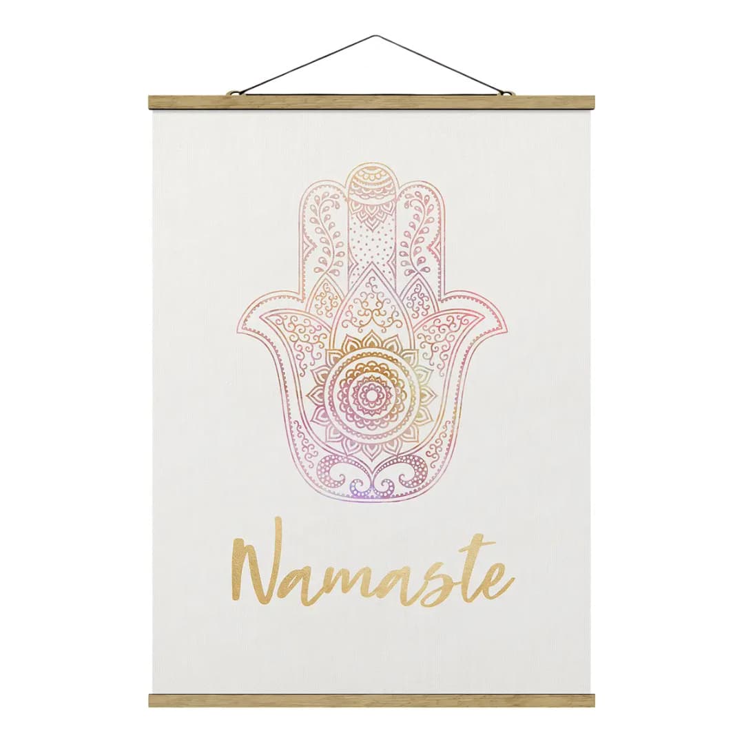 Stoffbild Hamsa Hand Namaste | Gold