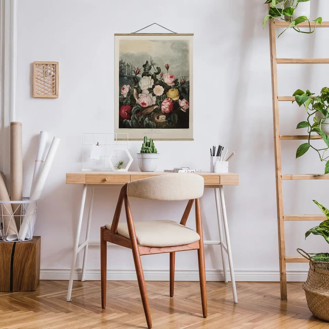 Stoffbild Botanik Vintage Rosen | Mehrfarbig