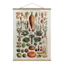Stoffbild Vintage Lehrtafel Gemüse | Grün