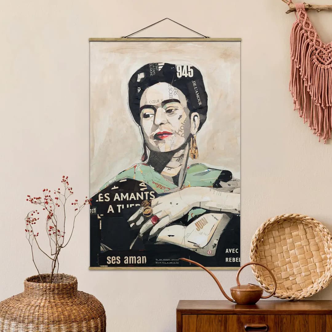 Stoffbild Frida Kahlo Collage No.4 | Beige