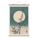 Stoffbild Japanischer Bambus & Mond | Blau