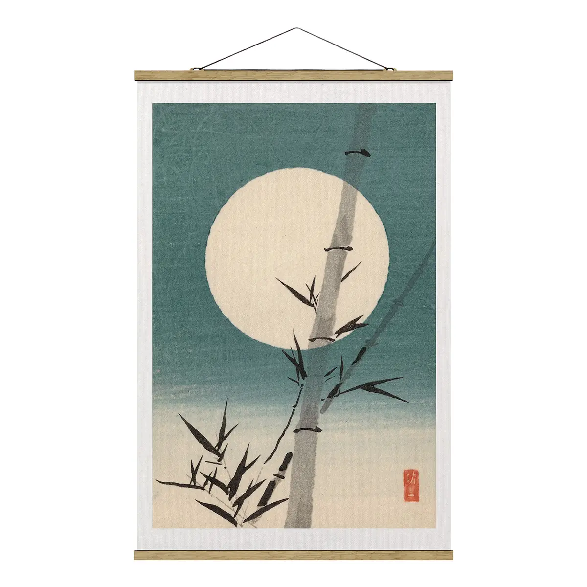 Stoffbild Japanischer Bambus & Mond | Blau