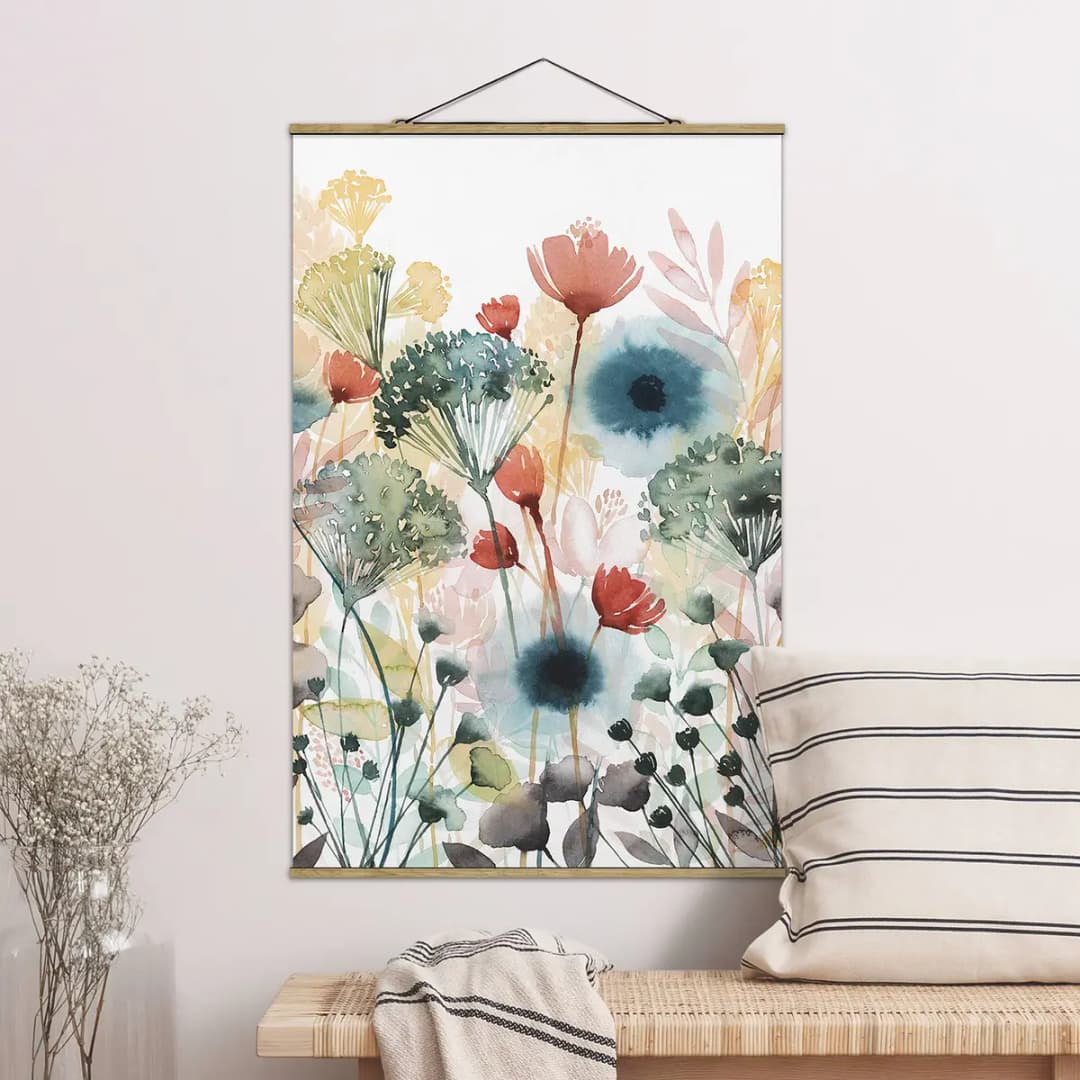 Stoffbild Wildblumen im Sommer | Mehrfarbig