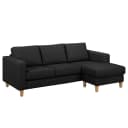 Ecksofa 2-Sitzer mit Longchair Lark | Schwarz