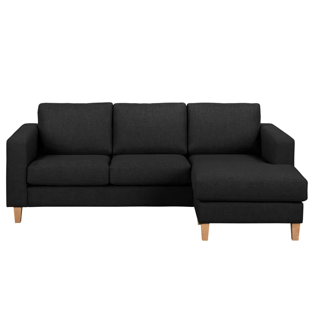 Ecksofa 2-Sitzer mit Longchair Lark | Schwarz