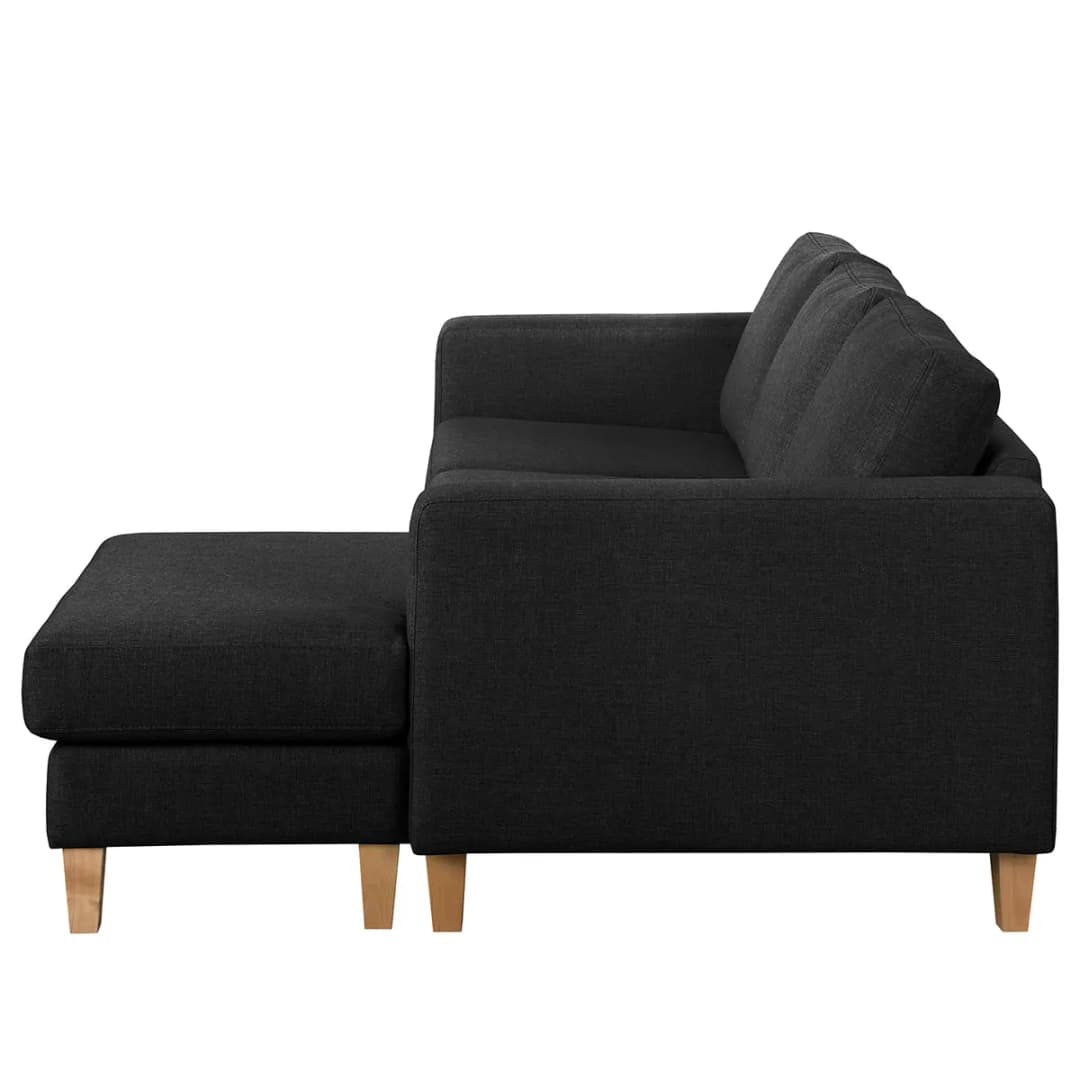 Ecksofa 2-Sitzer mit Longchair Lark | Schwarz