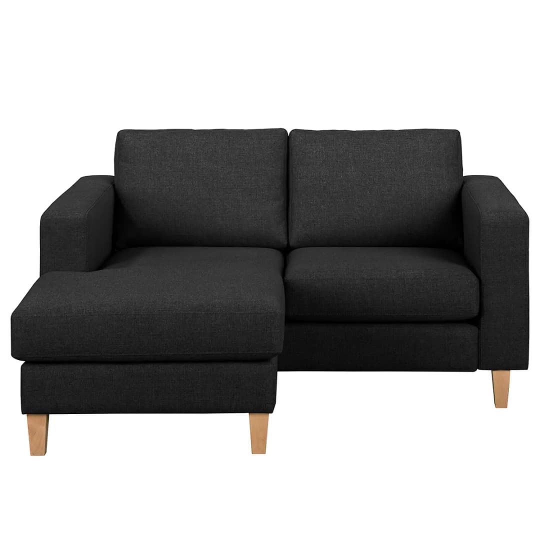 Ecksofa 1-Sitzer mit Longchair | Schwarz