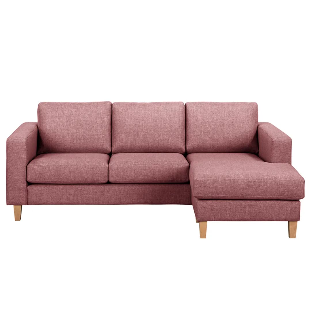 Ecksofa 2-Sitzer mit Longchair | Pink