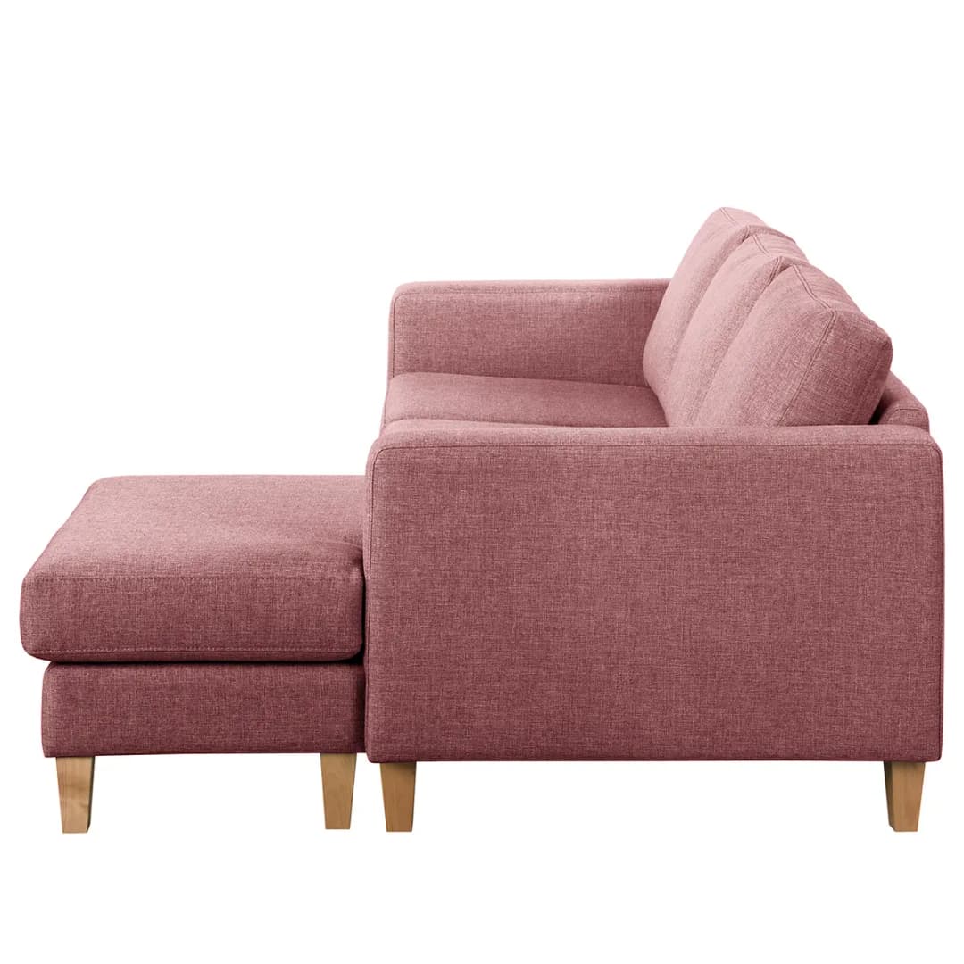 Ecksofa 2-Sitzer mit Longchair | Pink