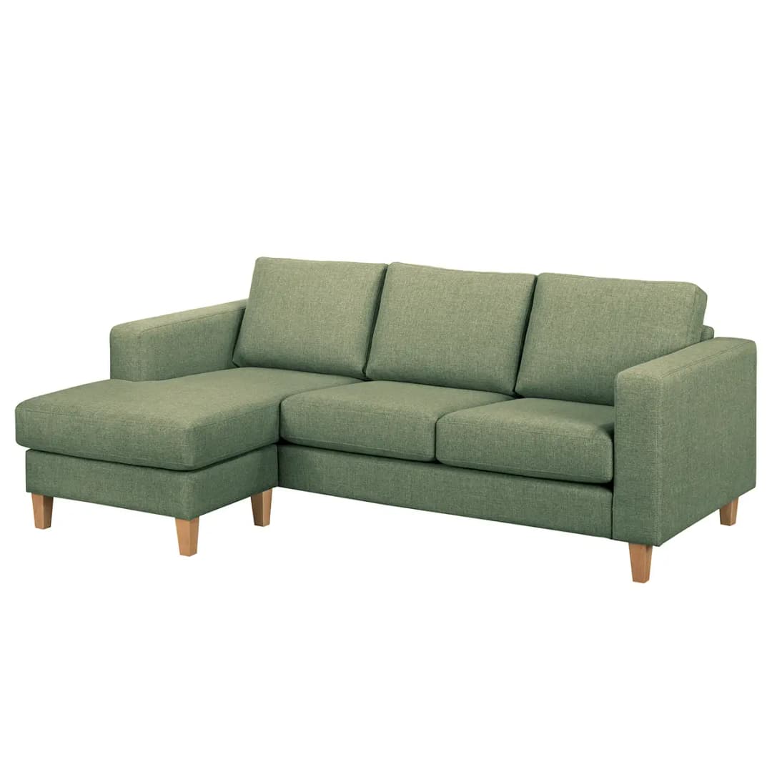 Ecksofa 2-Sitzer mit Longchair Lark | Grün