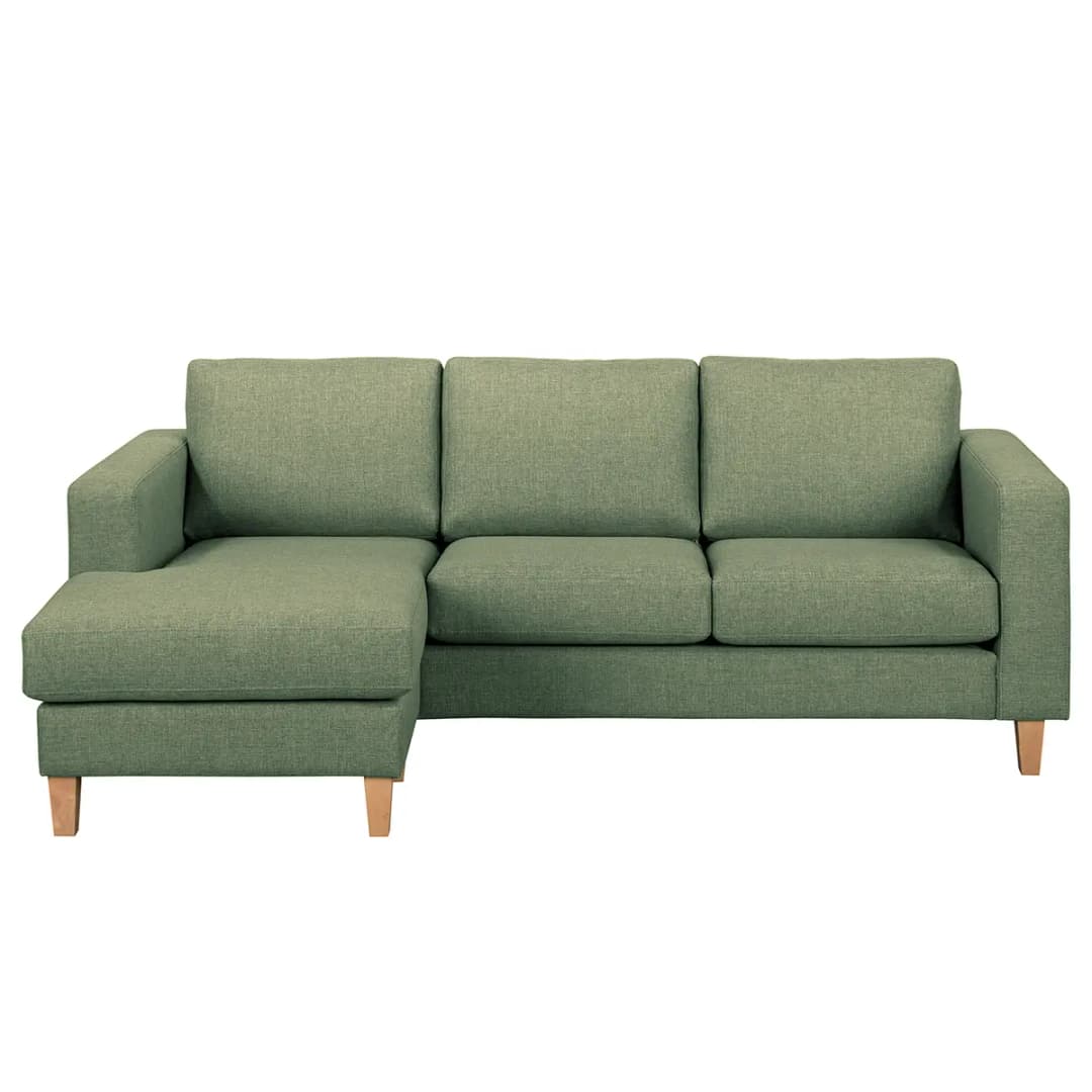 Ecksofa 2-Sitzer mit Longchair Lark | Grün