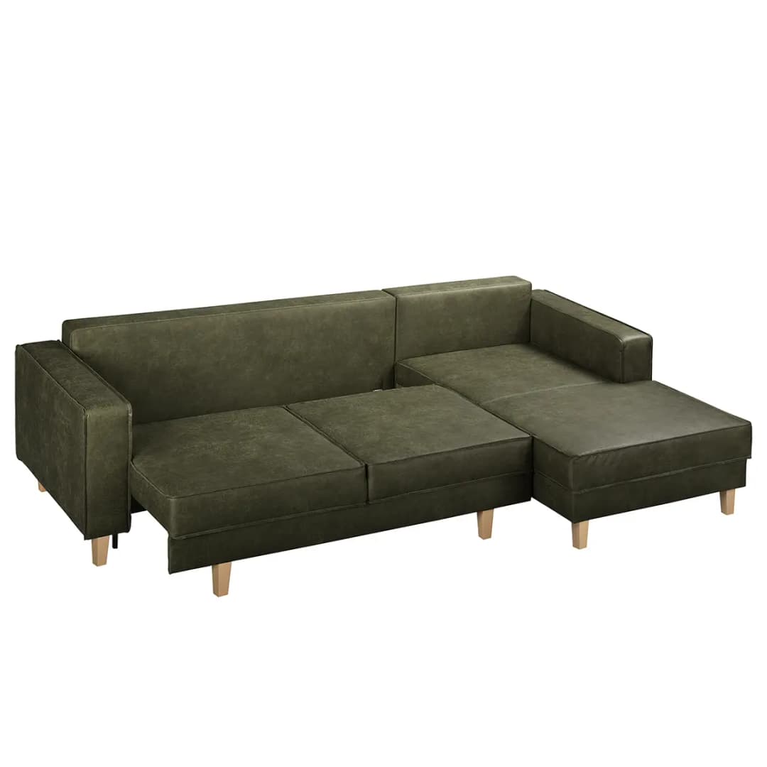 Ecksofa mit Schlaffunktion Grün Mischgewebe Xia | Grün
