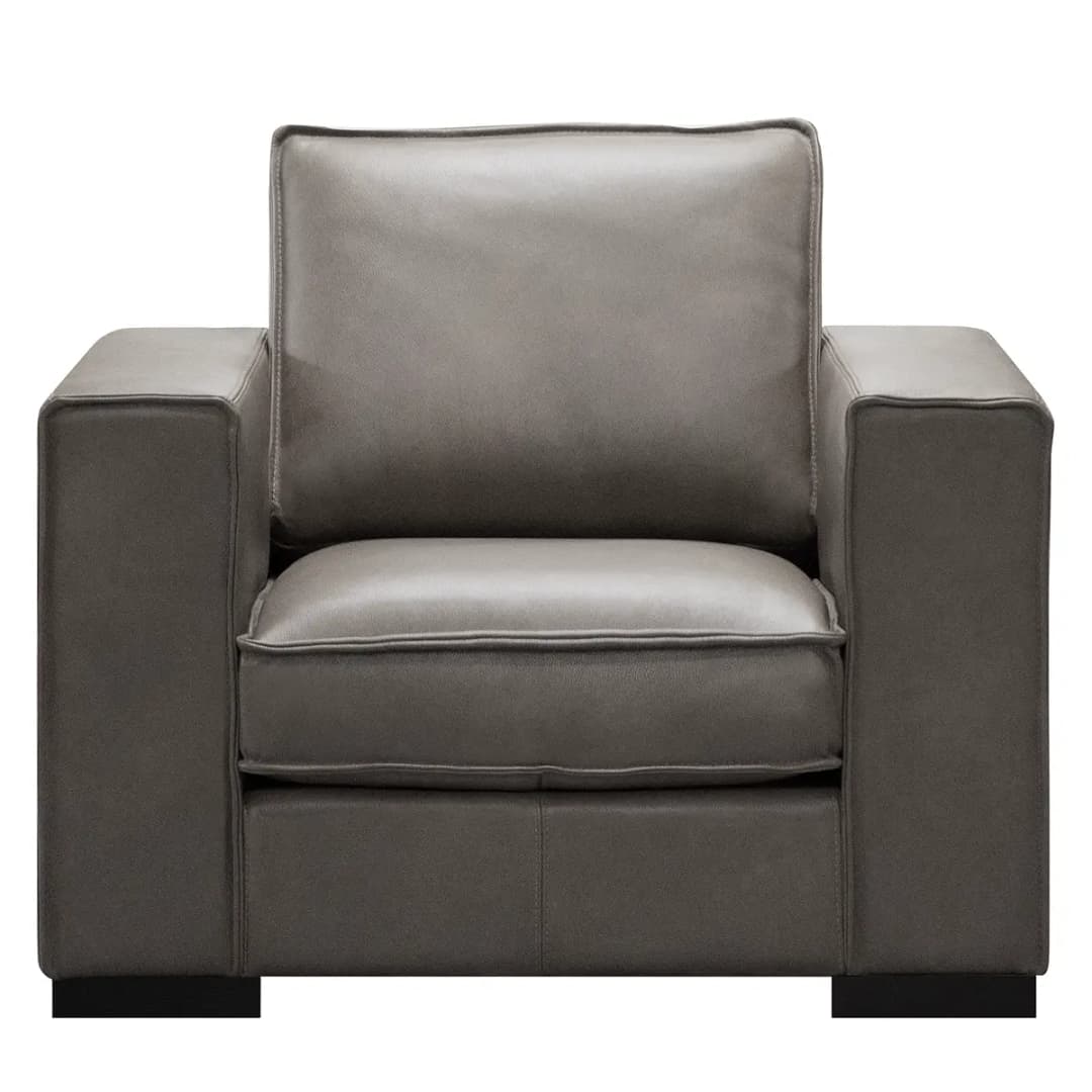 Sessel Locana Grau Echtleder Bulle | Grau