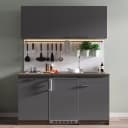 Single-Küchenzeile Oliver I 150cm Grau/Grau/Eiche Dunkel Dekor | Grau