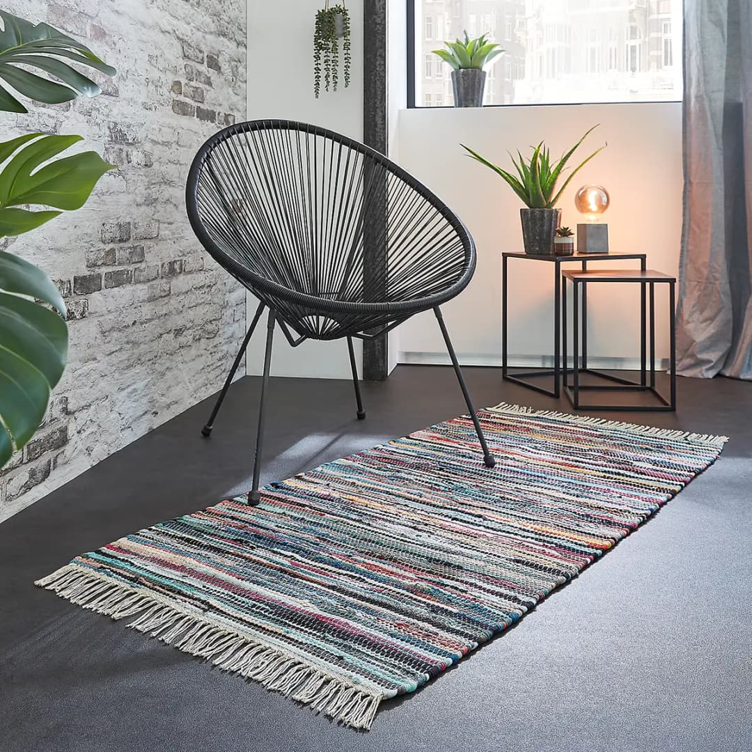 Wollteppich Multi Multicolor 60 x 120cm Baumwollstoff