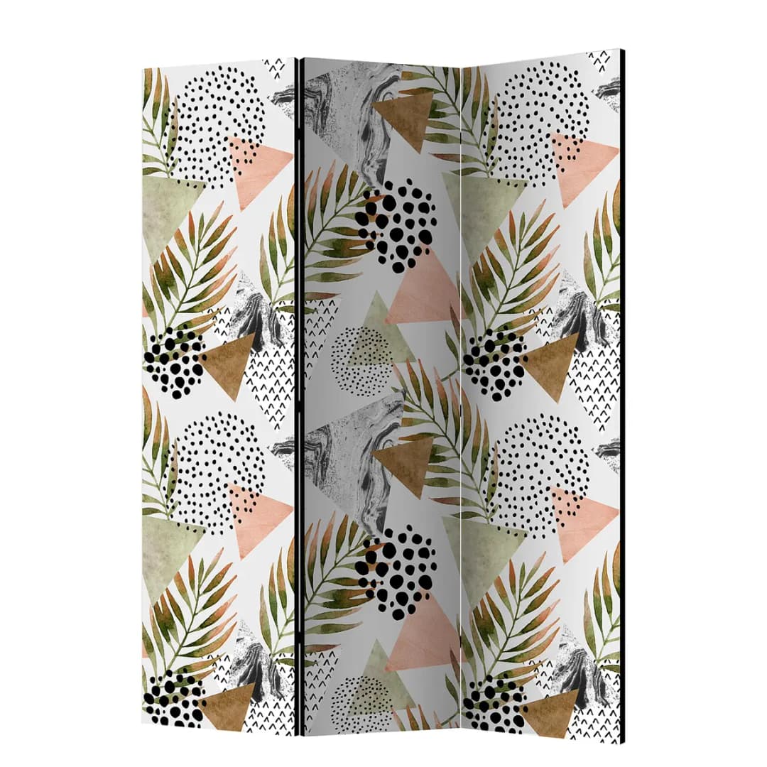 Paravent Tropical Geometry Fleece Grau | Grau