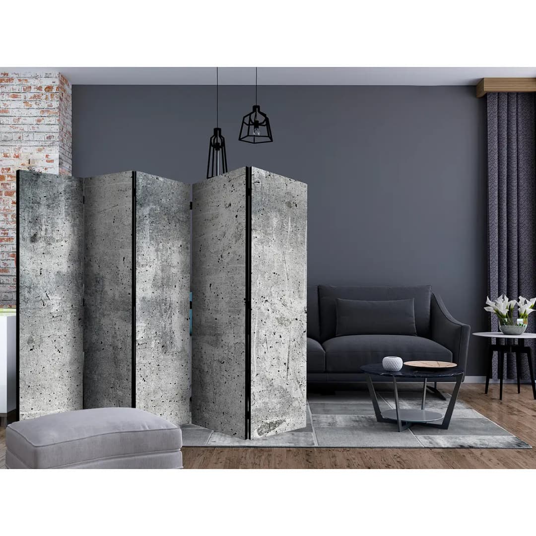 Paravent Fresh Concrete Fleece Grau | Grau