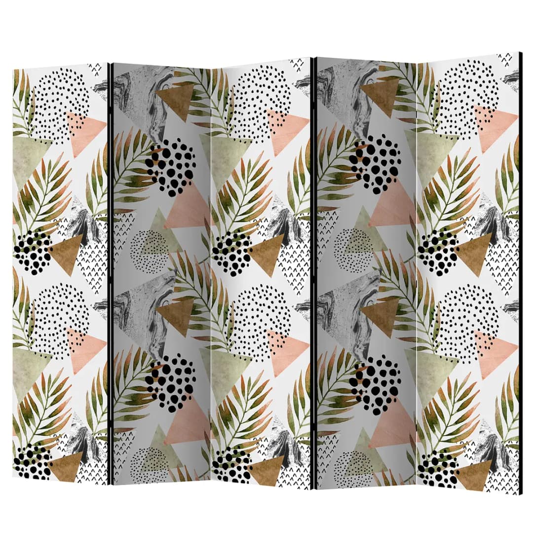 Paravent Tropical Geometry Fleece Grau | Grau