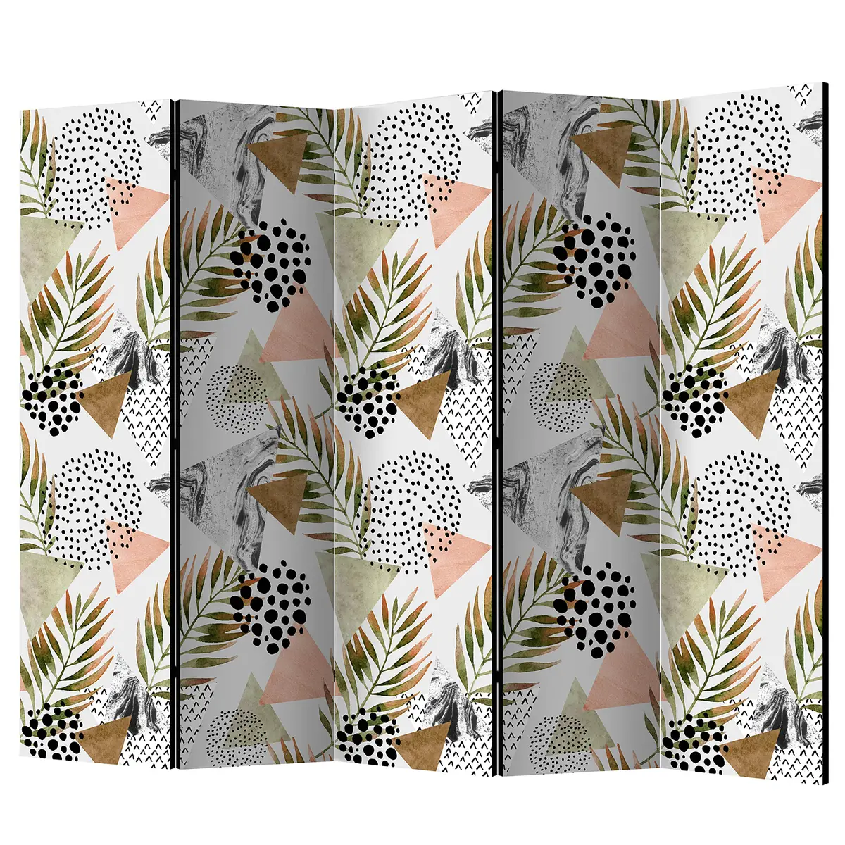 Paravent Tropical Geometry Fleece Grau | Grau